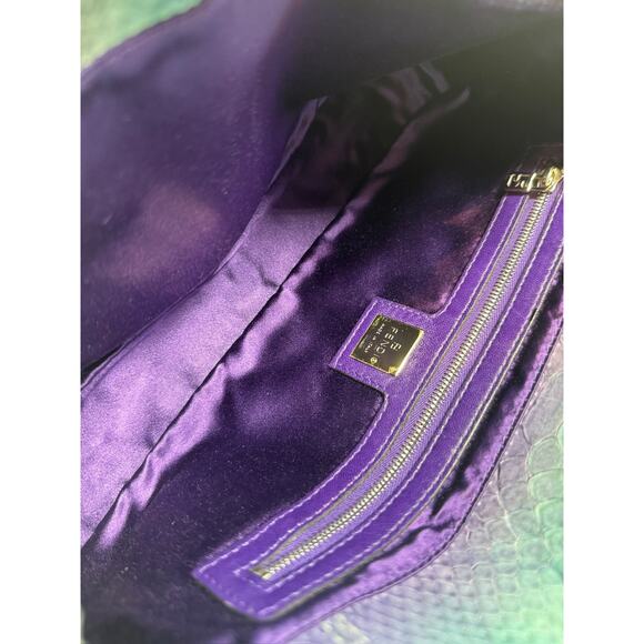 Fendi Vintage Silver Blue Purple Fuchsia Ombré Snakeskin Baguette Shoulder Bag - Picture 8 of 9